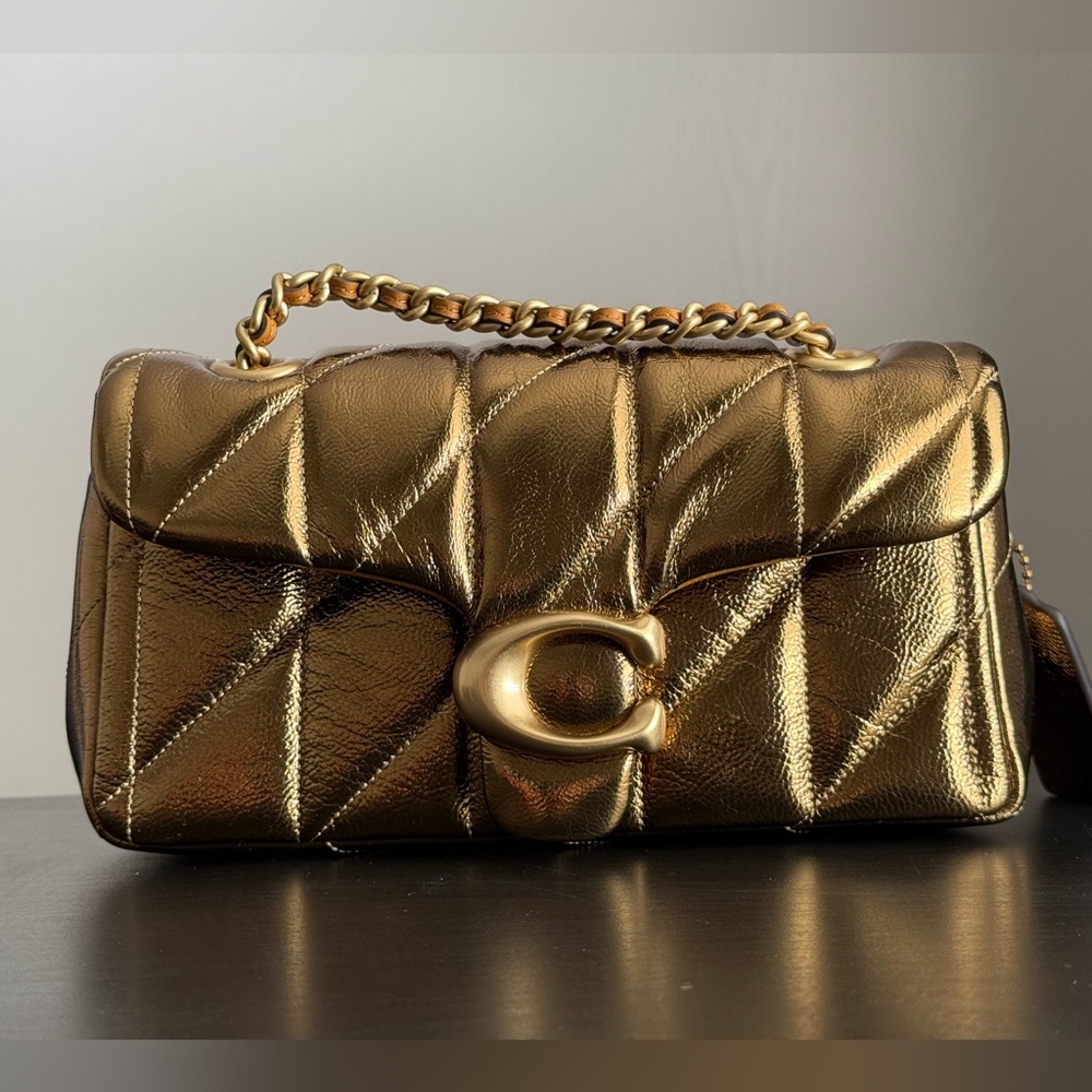 Coach New Year Gold Tabby Shoulder Bag 20 With Quilting